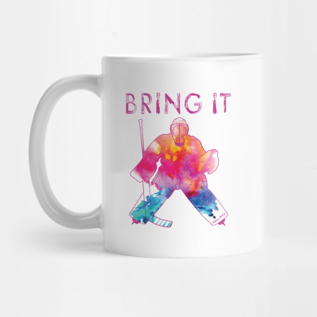 Girls Bring It Hockey Goalie Watercolor Pinks by SaucyMittsHockey